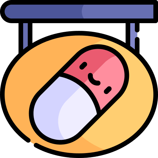 Pharmacy signpost capsule sign icon