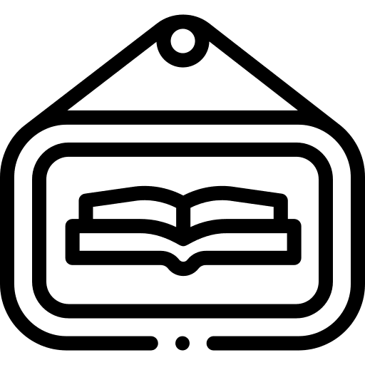 Library sign book education icon