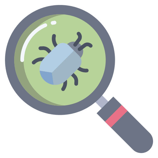 Bug antivirus search malware icon