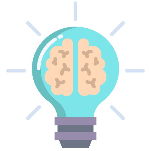 Innovation brainstorm brain process icon
