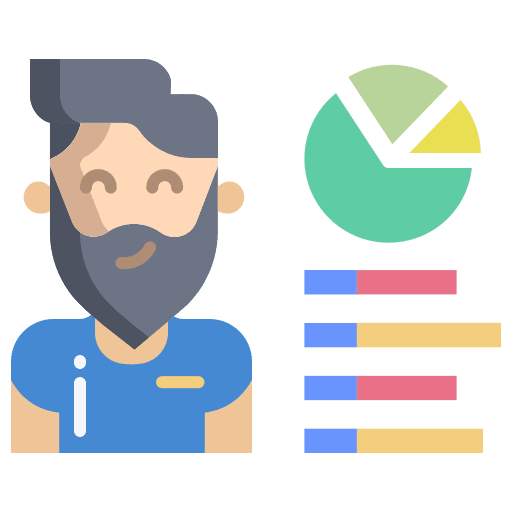 Review graphic statistics man icon