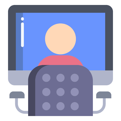 Work space online study chair icon