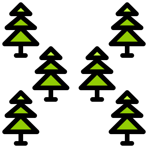 Pine forest nature camping icon