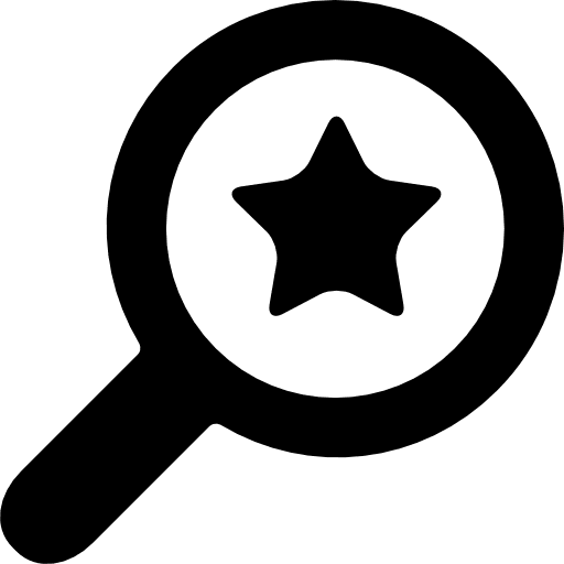 Magnifier with a star star favourite searching icon