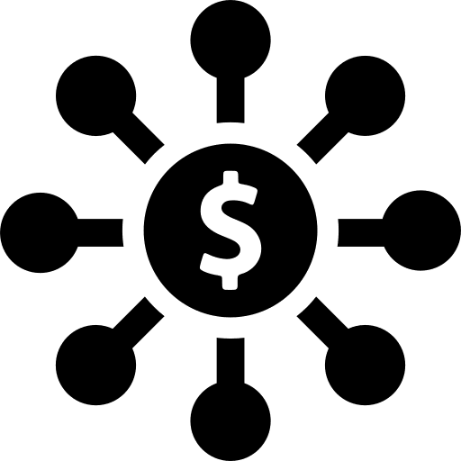 Networking model dollar symbol network icon