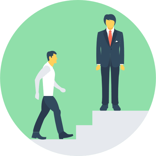 Promotion businessman stairs seo and web icon