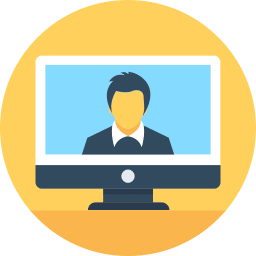 Video conference stick man computer men icon