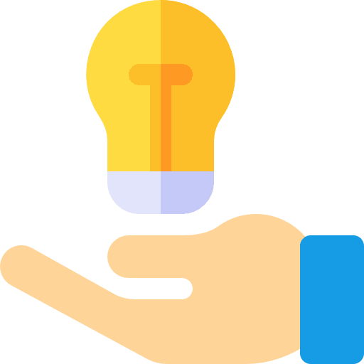 Idea light bulb hand invention icon