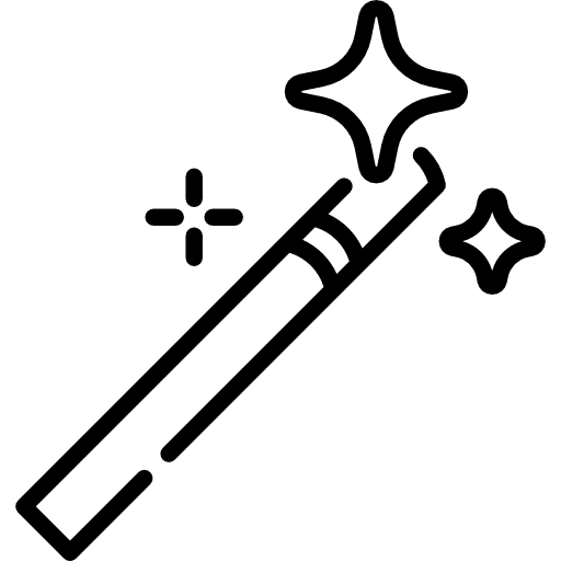 Magic wand tools and utensils entertainment miracle icon