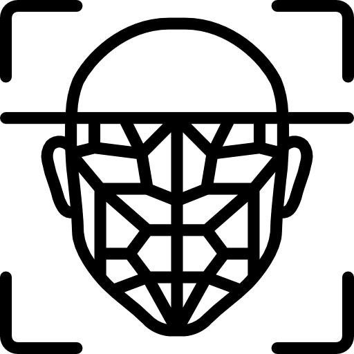 Facial recognition head face technology icon