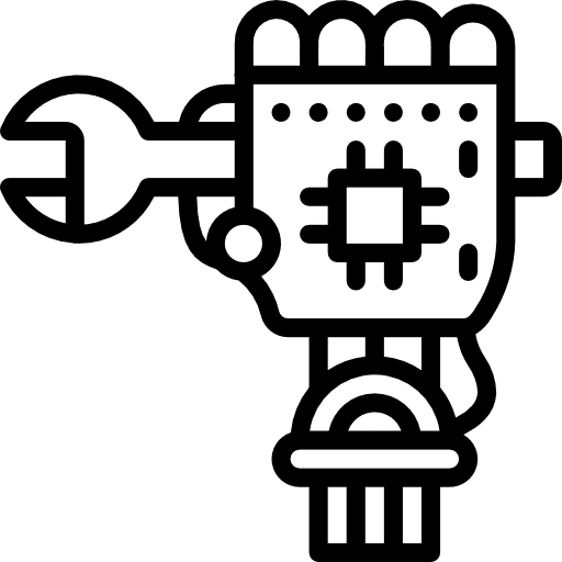 Robot wrench electronics repair icon