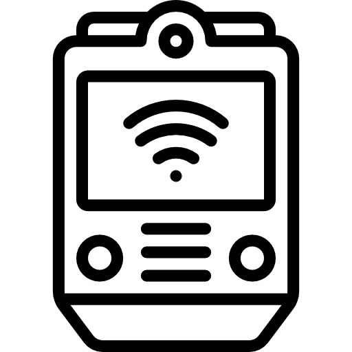 Train architecture and city transport electronics icon