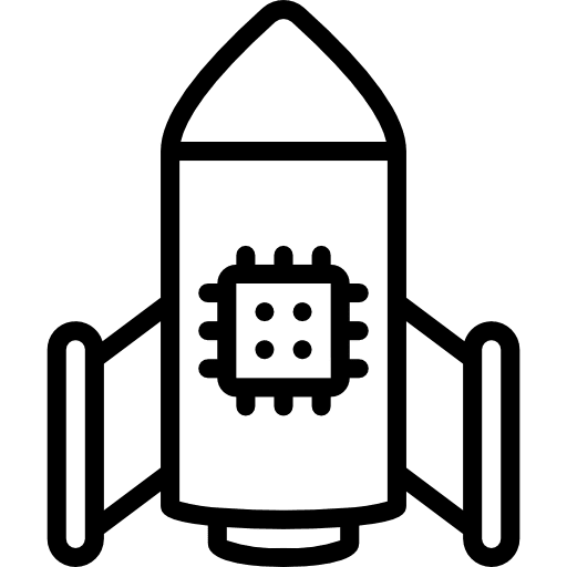 Rocket artificial intelligence electronics transport icon