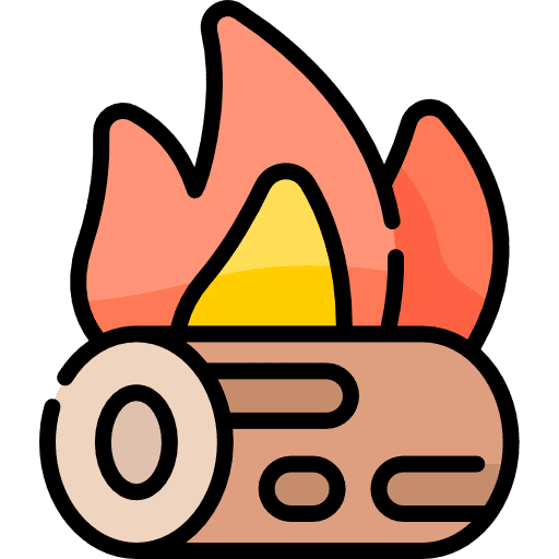 Fire wood hot camping icon