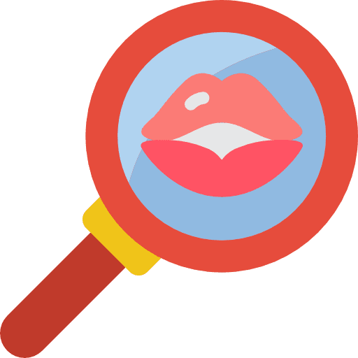 Magnifying glass kiss magnifying glass healthcare and medical icon
