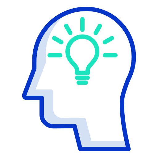 Bright thinking head idea icon