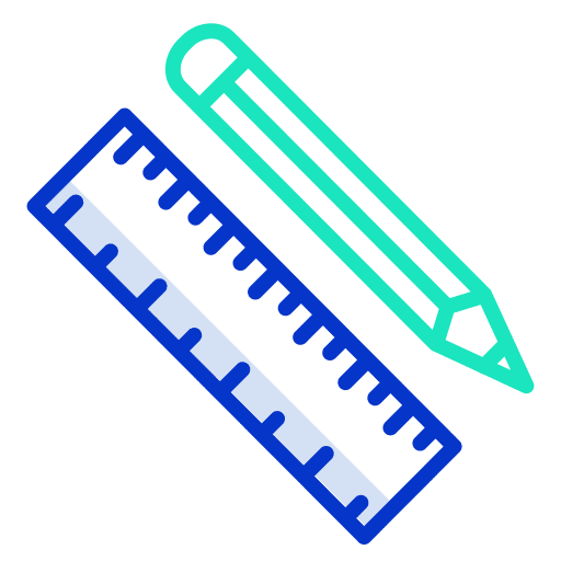 Scale pencil drawing ruler icon