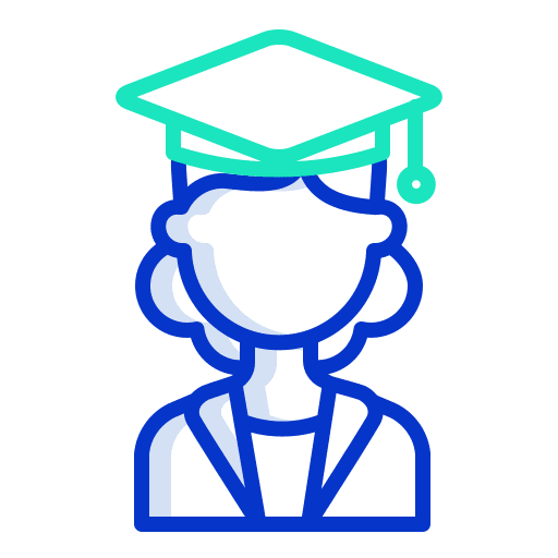 Graduate university college girl icon