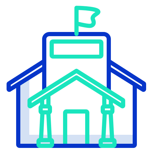 School classroom education architecture and city icon