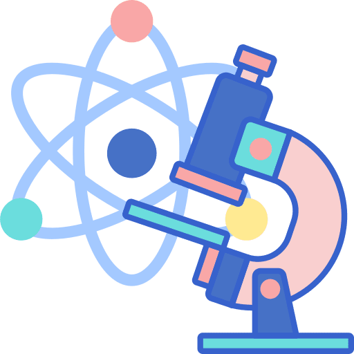 Microscope atom science education icon