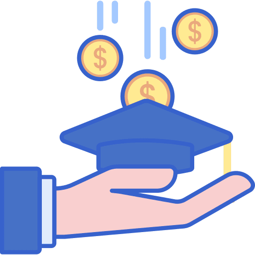 Crowdfunding coin mortarboard money icon