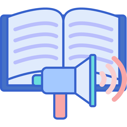 Marketing loudspeaker book learning icon