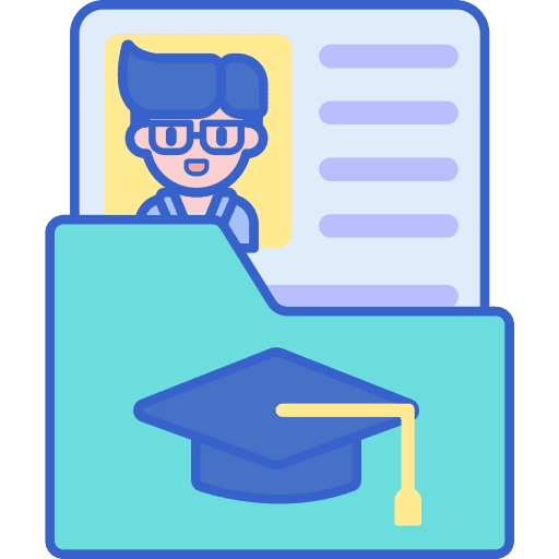 Profile folders mortarboard education icon