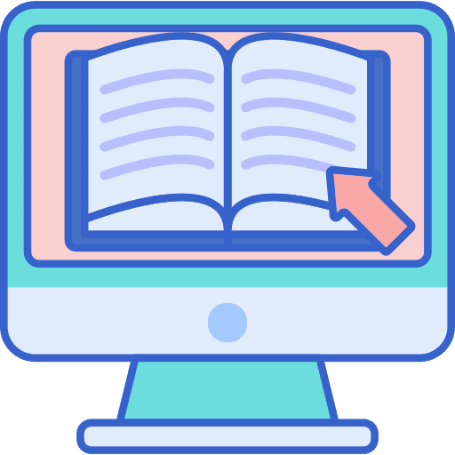 Reading ebook e learning computer icon
