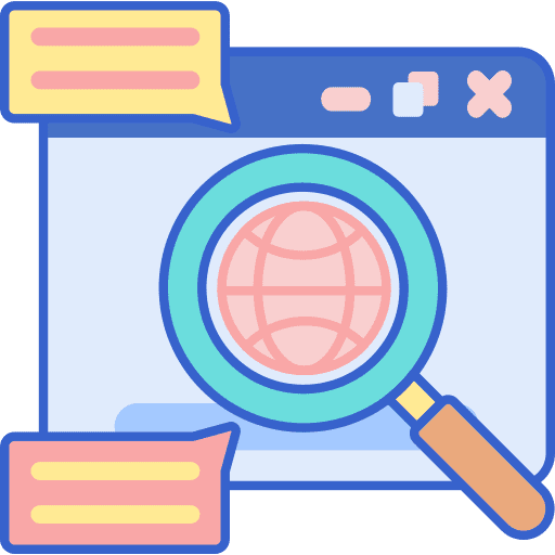 Research search engine url loupe icon