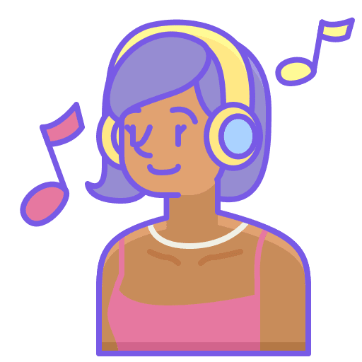 Woman music headphones avatar icon