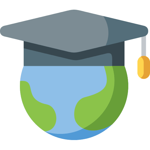 World mortarboard world cap icon