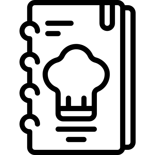 Recipe book food and restaurant ingredients cooking icon