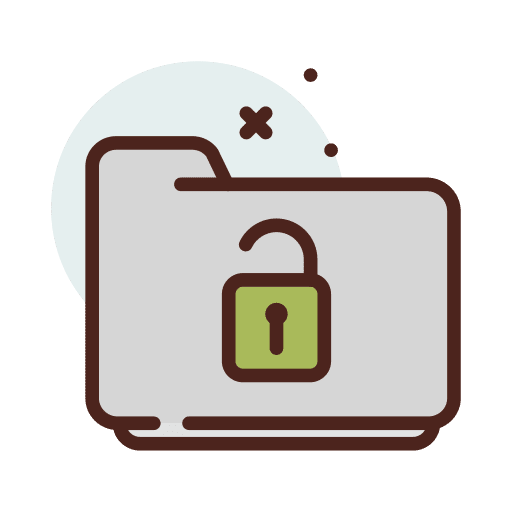 Unlocked files and folders archive directory icon