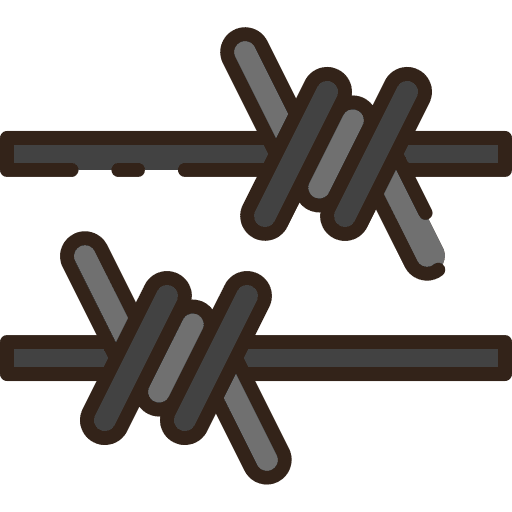 Barbed wire fence prison protection icon