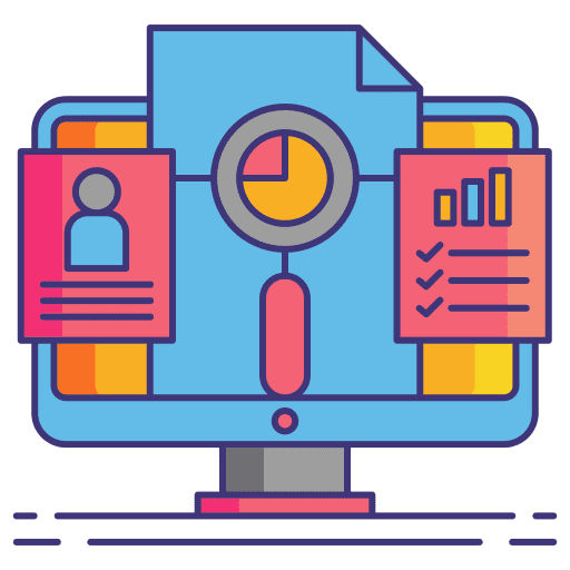 Evaluation commerce and shopping report charts icon