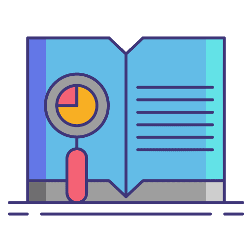 Research magnifying glass marketing study icon