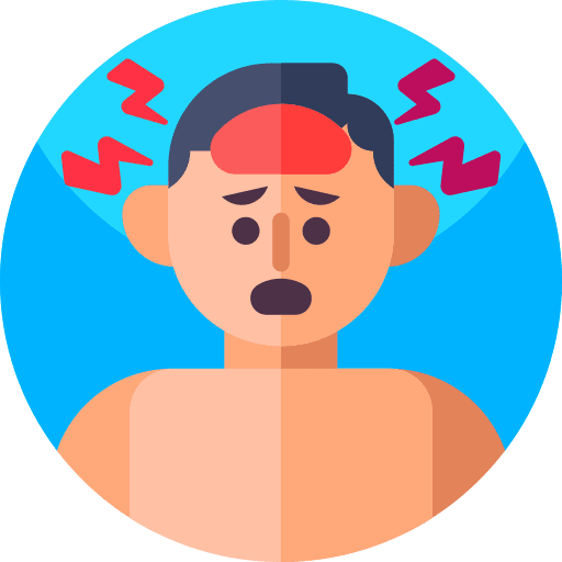 Headache patient injured coronavirus icon