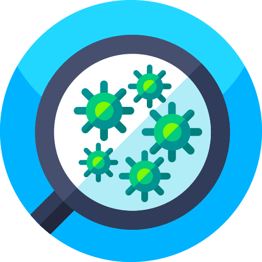 Virus biology loupe bacteria icon