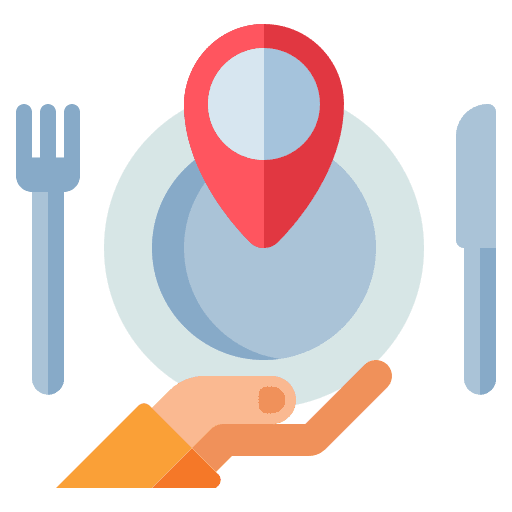 Location hand host cutlery icon