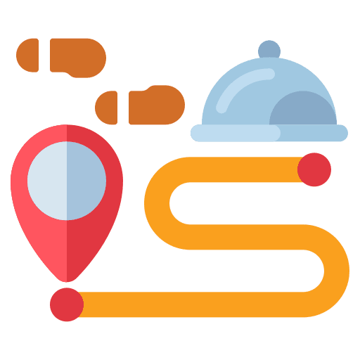 Tour maps and location destination target icon