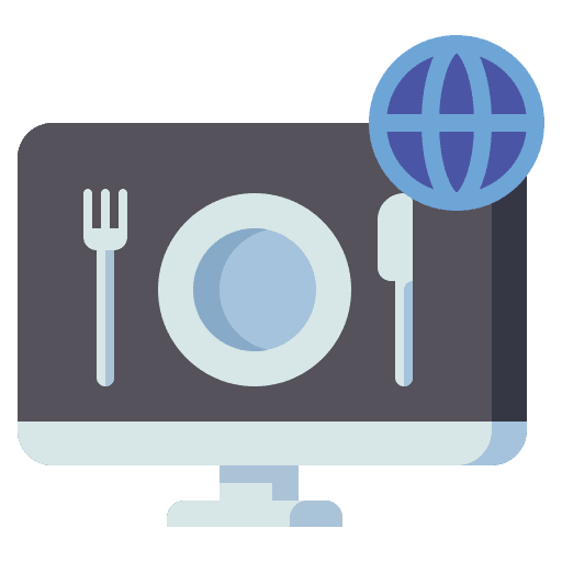 Online order internet food and restaurant computer icon