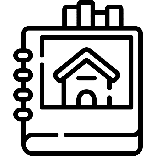 Real estate files and folders residence catalogue icon