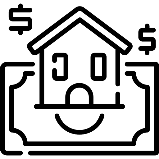 Banknote dollar banknote houses icon