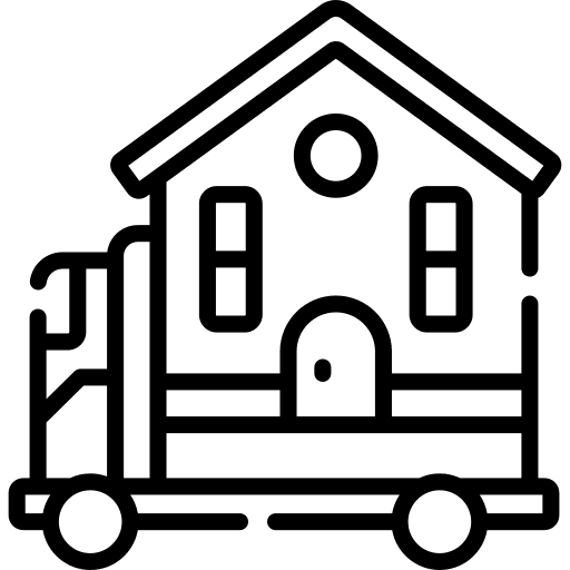 Delivery truck real estate house home icon