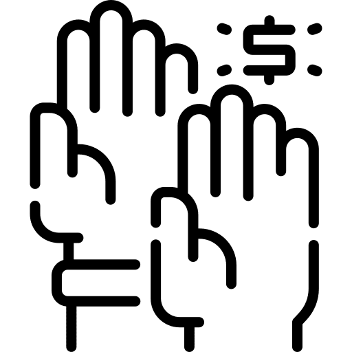 Hands up bid hands and gestures dollar icon