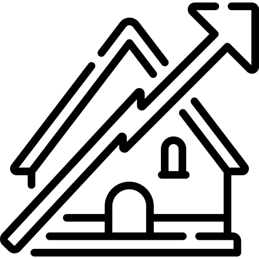 Price up price up market house icon