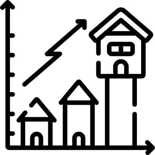 Real estate stats graph business icon