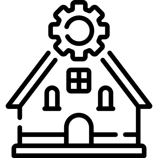 Maintenance gear real estate house icon