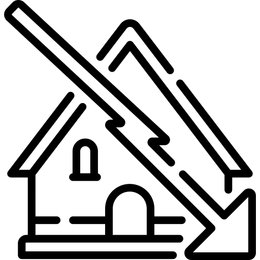 Price down market real estate house icon