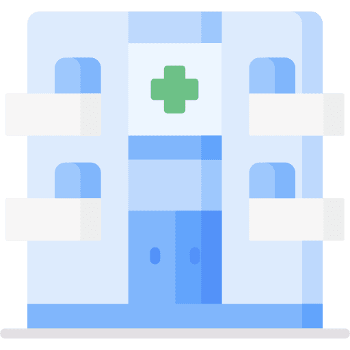 Hospital urban building medical icon